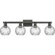 Arcadia Athens Water Glass 4 Light 33 inch Matte Black Bath Vanity Light Wall Light