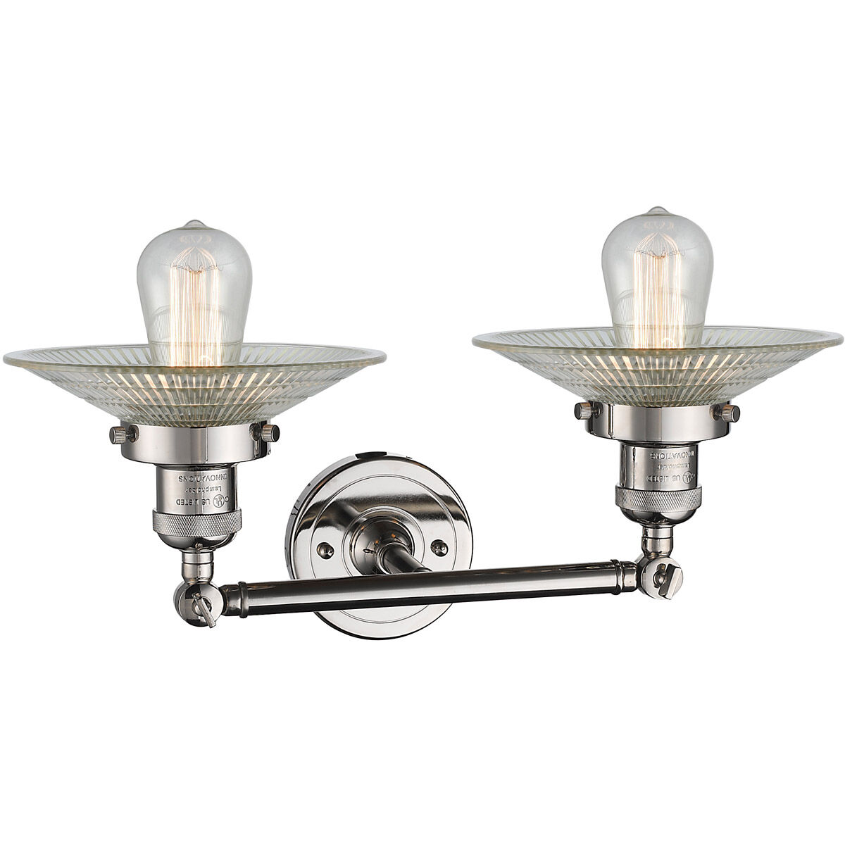 Franklin Restoration Halophane LED 18 inch Polished Nickel Bath Vanity Light Wall Light in Clear Halophane Glass, Franklin Restoration