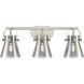 Pilaster II Cone 3 Light 26.5 inch Satin Nickel Bath Vanity Light Wall Light in Plated Smoke Glass