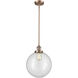 Franklin Restoration Beacon 1 Light 12 inch Antique Copper Mini Pendant Ceiling Light in Incandescent, Clear, Franklin Restoration