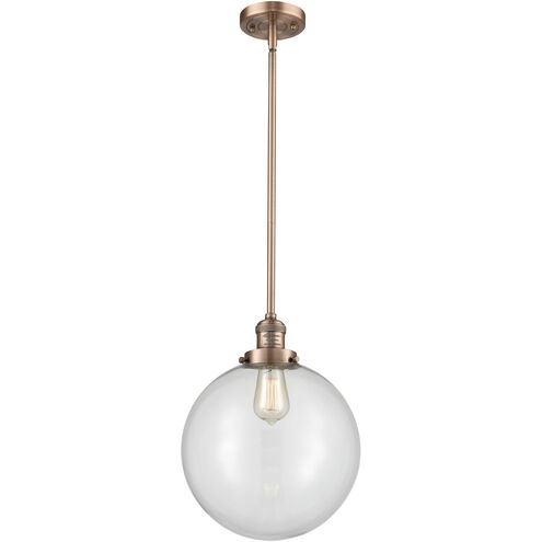 Franklin Restoration Beacon 1 Light 12 inch Antique Copper Mini Pendant Ceiling Light in Incandescent, Clear, Franklin Restoration