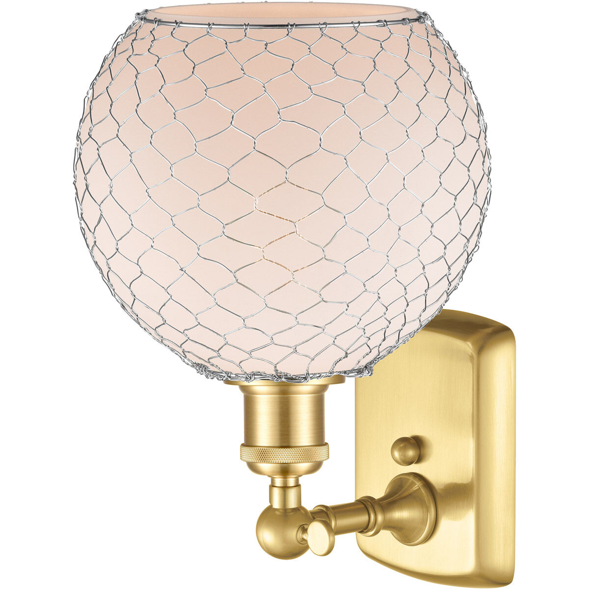 Ballston Farmhouse Chicken Wire LED 8 inch Satin Gold Sconce Wall Light, Ballston
