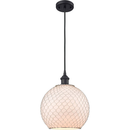Ballston Large Farmhouse Chicken Wire 1 Light 10 inch Matte Black Mini Pendant Ceiling Light, Ballston