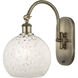 Ballston White Mouchette 1 Light 8 inch Antique Brass Sconce Wall Light