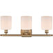 Ballston Cobbleskill 3 Light 26 inch Brushed Brass Bath Vanity Light Wall Light in Matte White Glass, Ballston