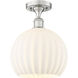 Edison White Venetian 1 Light 10 inch Brushed Satin Nickel Semi-Flush Mount Ceiling Light