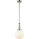 Franklin Restoration Beacon LED 8 inch Polished Nickel Mini Pendant Ceiling Light in Matte White, Franklin Restoration