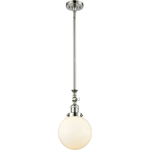 Franklin Restoration Beacon LED 8 inch Polished Nickel Mini Pendant Ceiling Light in Matte White, Franklin Restoration