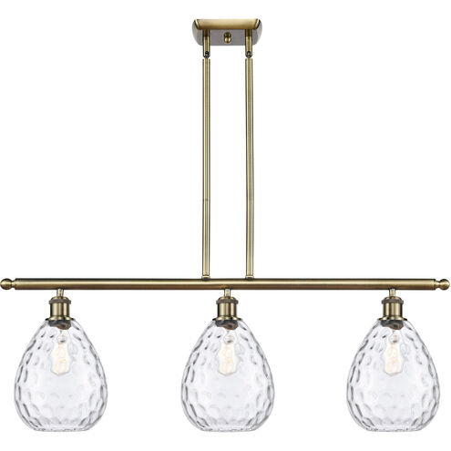 Ballston Large Waverly 3 Light 36 inch Antique Brass Island Light Ceiling Light in Incandescent, Clear Glass, Ballston