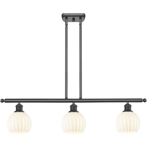 Ballston White Venetian 3 Light 36 inch Oil Rubbed Bronze Stem Hung Island Light Ceiling Light