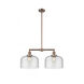Franklin Restoration X-Large Bell LED 21 inch Antique Copper Chandelier Ceiling Light in Seedy Glass, Franklin Restoration