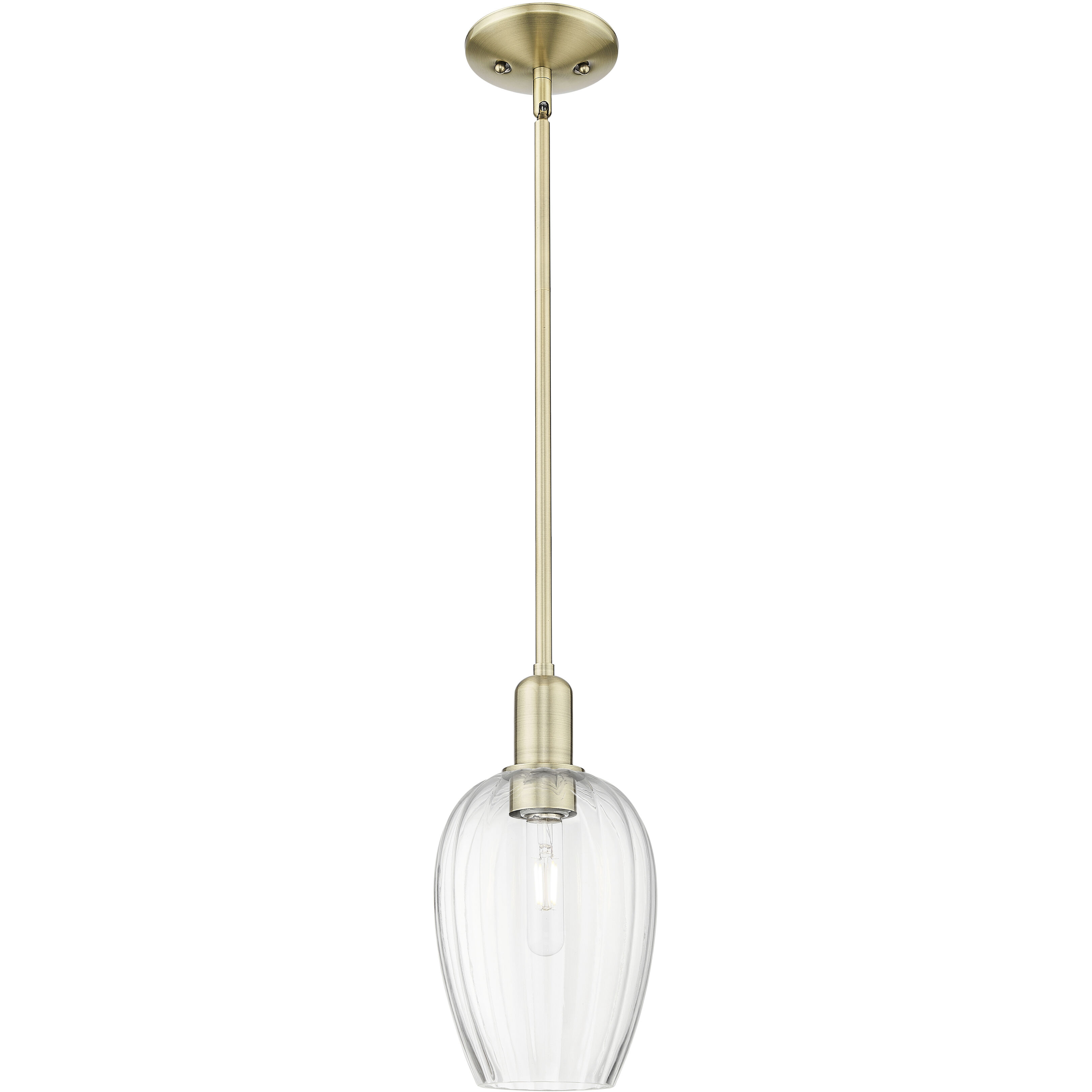 Preston 1 Light 6.25 inch Antique Brass Mini Pendant Ceiling Light in Clear Glass