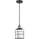 Franklin Restoration Bell Cage LED 6 inch Black Antique Brass Mini Pendant Ceiling Light in Matte White, Franklin Restoration