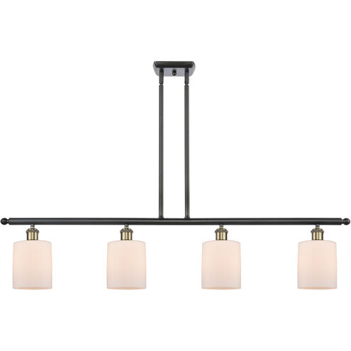Ballston Cobbleskill LED 48 inch Black Antique Brass Island Light Ceiling Light in Matte White Glass, Ballston