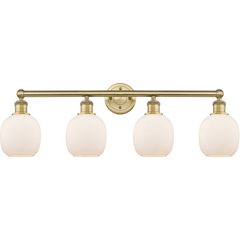 Belfast 4 Light 33 inch Brushed Brass and Matte White Bath Vanity Light Wall Light