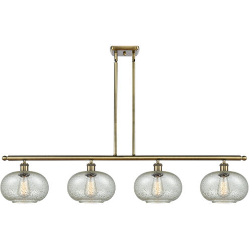 Ballston Gorham 4 Light 48 inch Antique Brass Island Light Ceiling Light in Mica Glass, Ballston