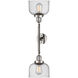 Franklin Restoration Large Bell 2 Light 19 inch Polished Nickel Bath Vanity Light Wall Light in Seedy Glass, Franklin Restoration