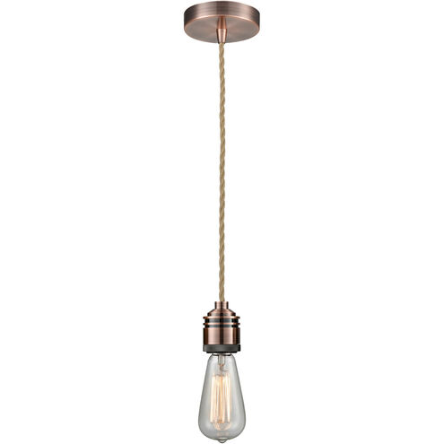 Winchester Bare Bulb 1 Light 2 inch Antique Copper Mini Pendant Ceiling Light in Rope, Winchester