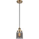 Ballston Small Bell 1 Light 5 inch Brushed Brass Mini Pendant Ceiling Light in Plated Smoke Glass