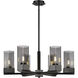 Claverack 6 Light 28.38 inch Matte Black Chandelier Ceiling Light in Plated Smoke Glass