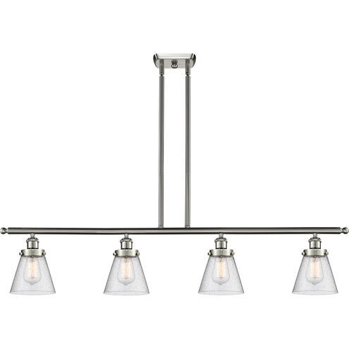 Ballston Small Cone LED 48 inch Brushed Satin Nickel Island Light Ceiling Light in Seedy Glass, Ballston