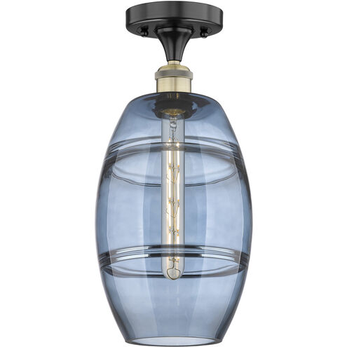 Edison Vaz 1 Light 8 inch Black Antique Brass Semi-Flush Mount Ceiling Light