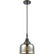 Downtown Urban Bell 1 Light 8 inch Matte Black Mini Pendant Ceiling Light in Silver Plated Mercury