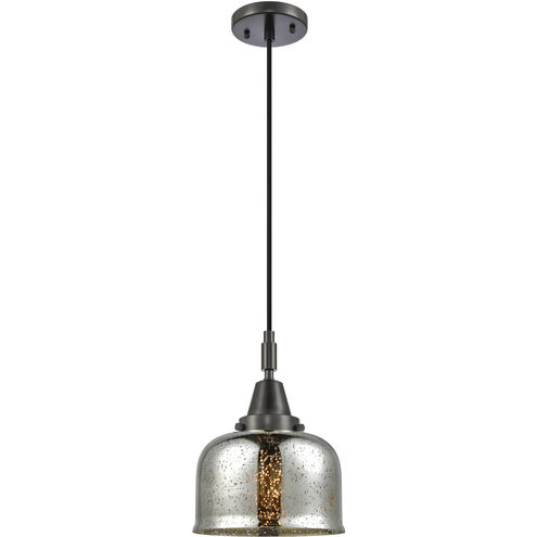 Downtown Urban Bell 1 Light 8 inch Matte Black Mini Pendant Ceiling Light in Silver Plated Mercury
