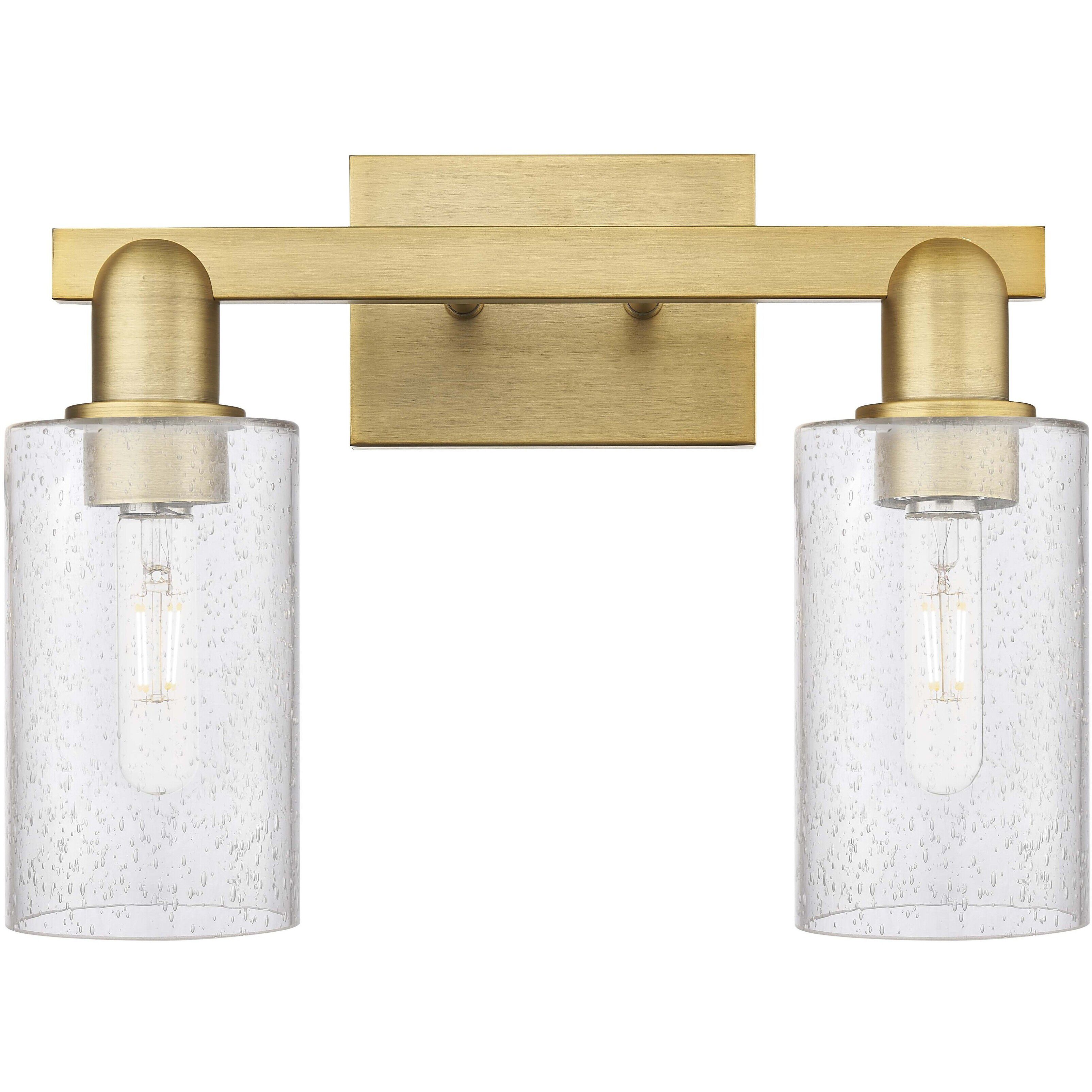Arcadia Clymer 2 Light 14.88 inch Brushed Brass Bath Vanity Light Wall Light in Seedy