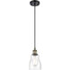 Ballston Ellery LED 5 inch Black Antique Brass Mini Pendant Ceiling Light in Seedy Glass, Ballston
