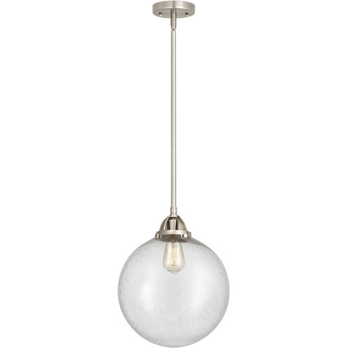 Nouveau 2 Beacon 1 Light 12 inch Brushed Satin Nickel Mini Pendant Ceiling Light in Incandescent, Seedy