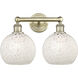 Edison White Mouchette 2 Light 17 inch Antique Brass Bath Vanity Light Wall Light