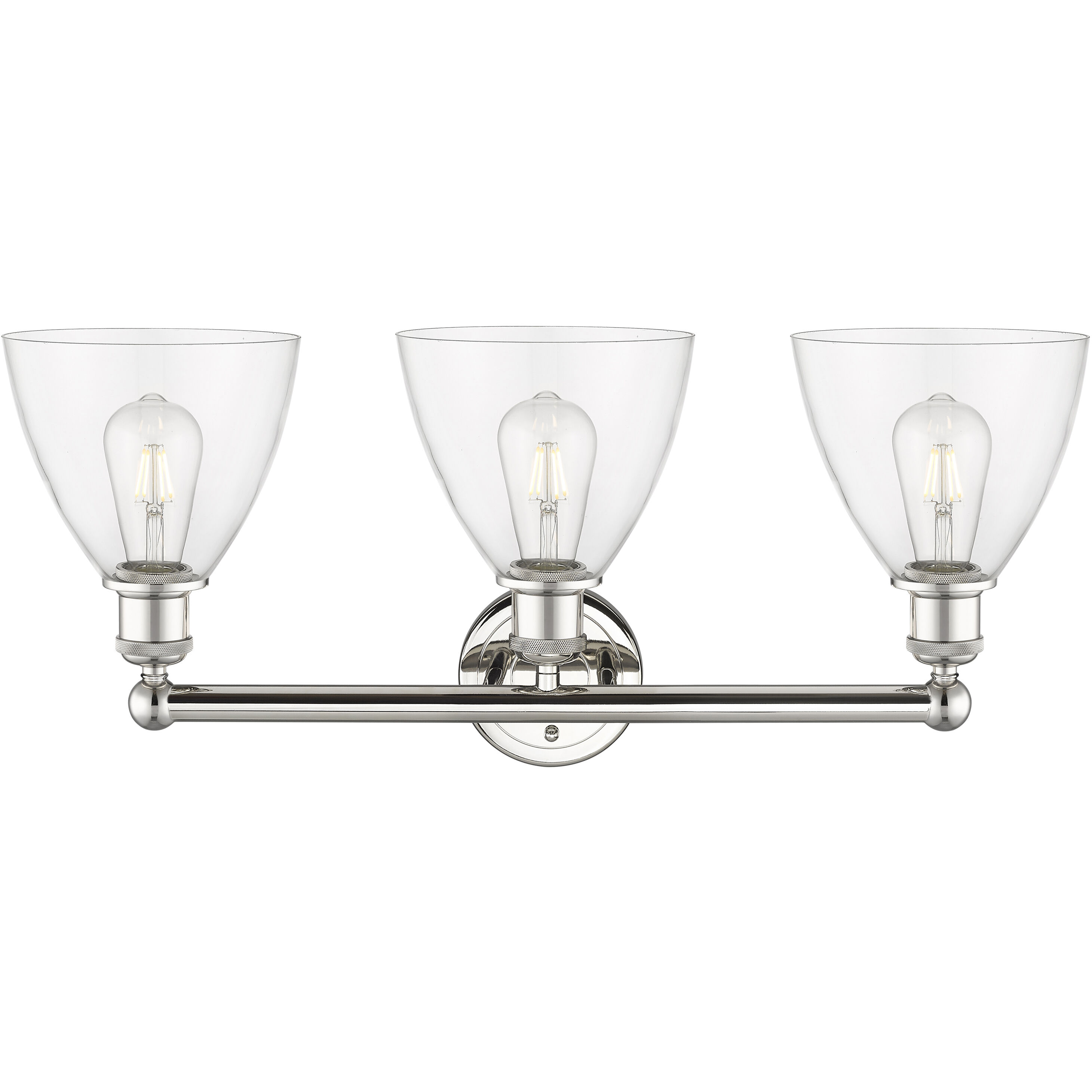 Bristol Glass 3 Light 25.5 inch Polished Nickel Bath Vanity Light Wall Light in Clear
