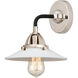 Nouveau 2 Halophane LED 9 inch Black Polished Nickel Sconce Wall Light in Matte White Halophane Glass