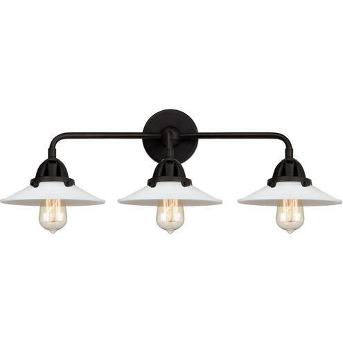 Nouveau 2 Halophane LED 27 inch Matte Black Bath Vanity Light Wall Light in Matte White Halophane Glass