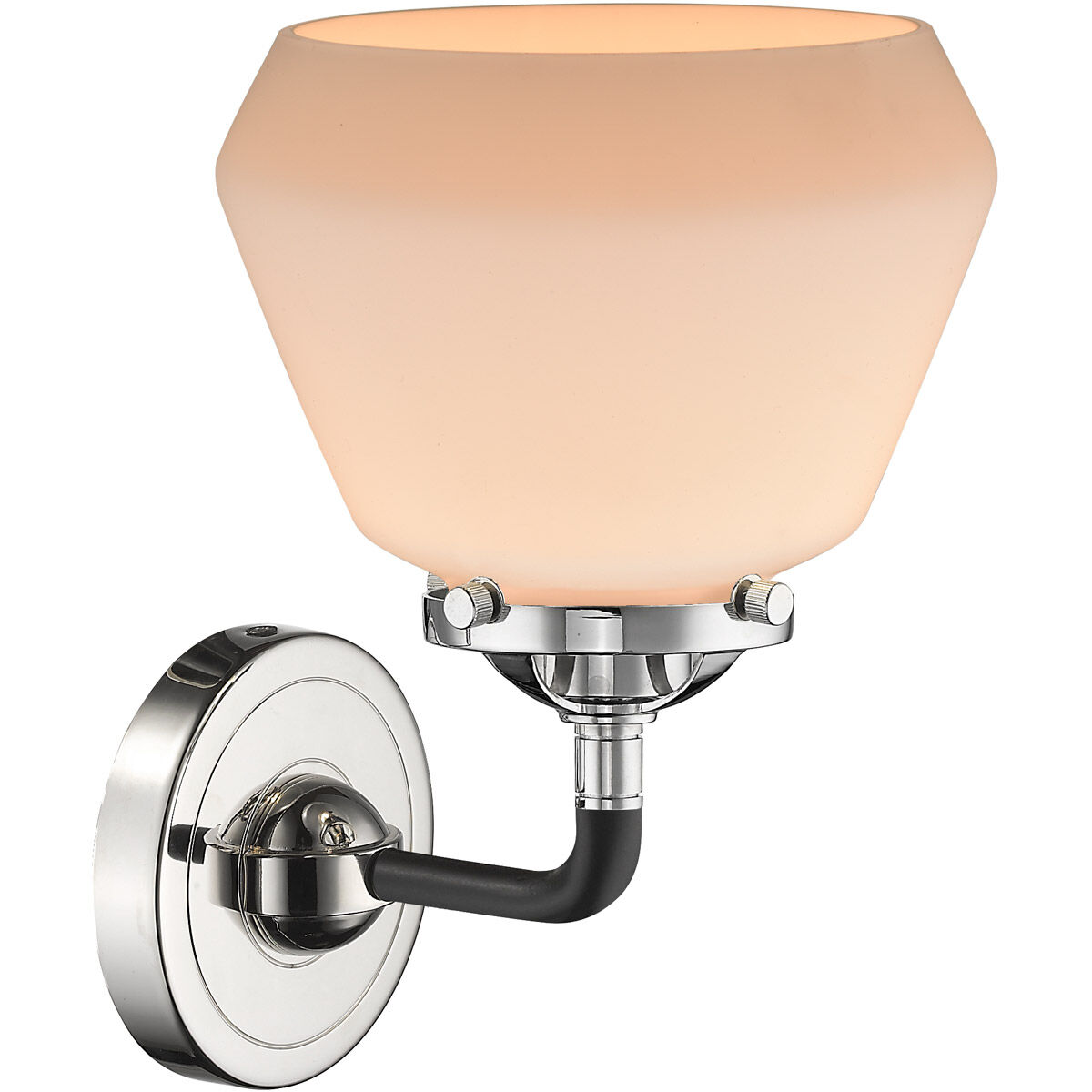 Nouveau Fulton LED 7 inch Black Polished Nickel Sconce Wall Light in Matte White Glass, Nouveau