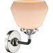 Nouveau Fulton 1 Light 7 inch Black Polished Nickel Sconce Wall Light in Matte White Glass, Nouveau