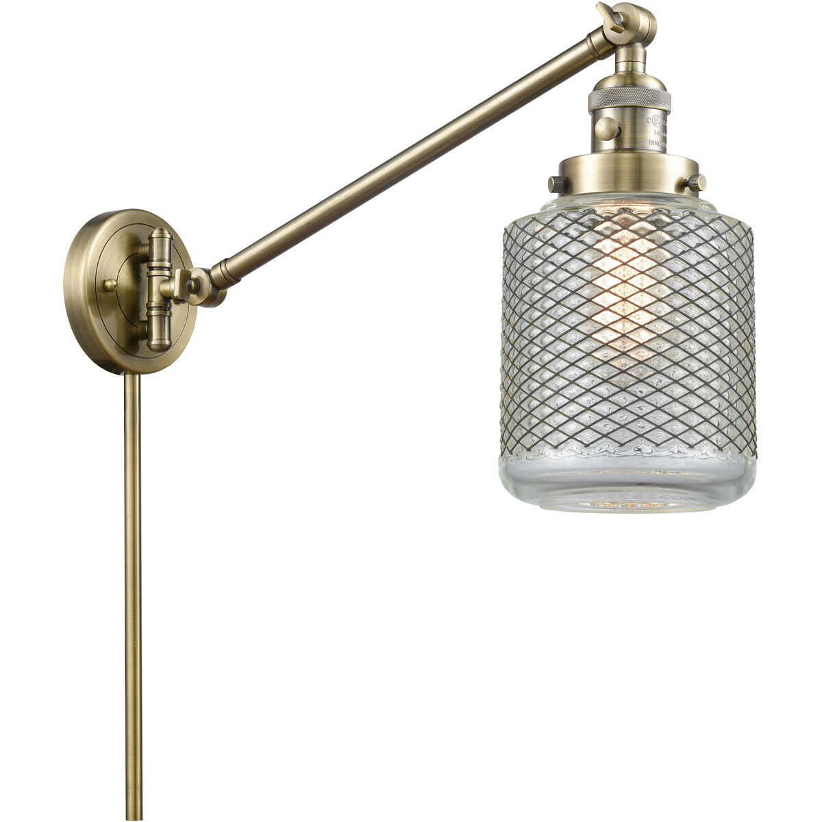 Stanton 30 inch 3.50 watt Antique Brass Swing Arm Wall Light, Franklin Restoration