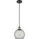 Ballston Farmhouse Chicken Wire LED 8 inch Black Antique Brass Mini Pendant Ceiling Light, Ballston