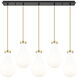 Owego 5 Light 36.63 inch Champagne Bronze Linear Pendant Ceiling Light in Gloss White Glass
