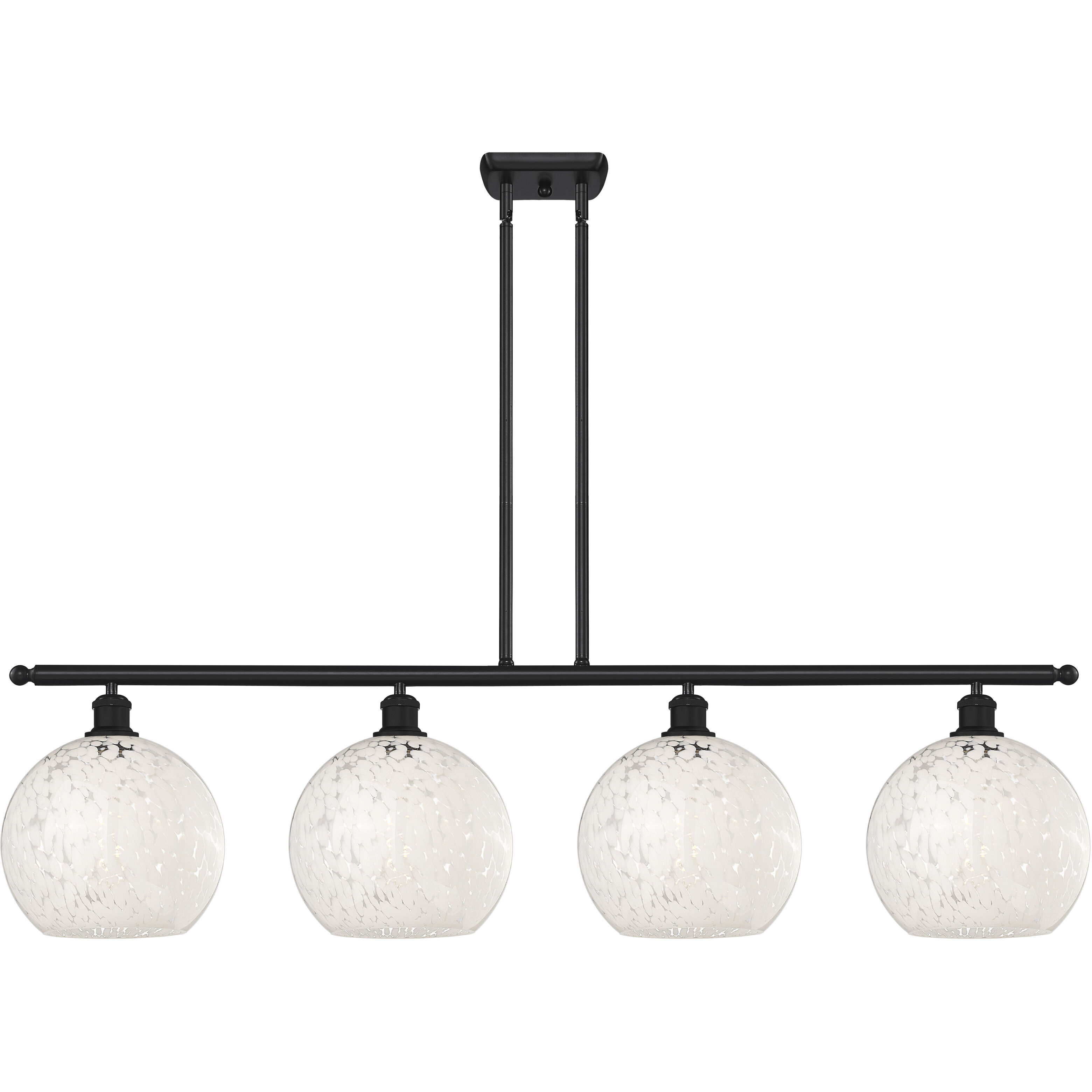 Ballston White Mouchette 4 Light 48.25 inch Matte Black Stem Hung Island Light Ceiling Light