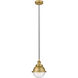 Edison Hampden LED 7.25 inch Brushed Brass Mini Pendant Ceiling Light in Seedy Glass