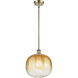 Ballston Brookhaven Sphere 1 Light 10.5 inch Antique Brass Mini Pendant Ceiling Light in Amber Glass