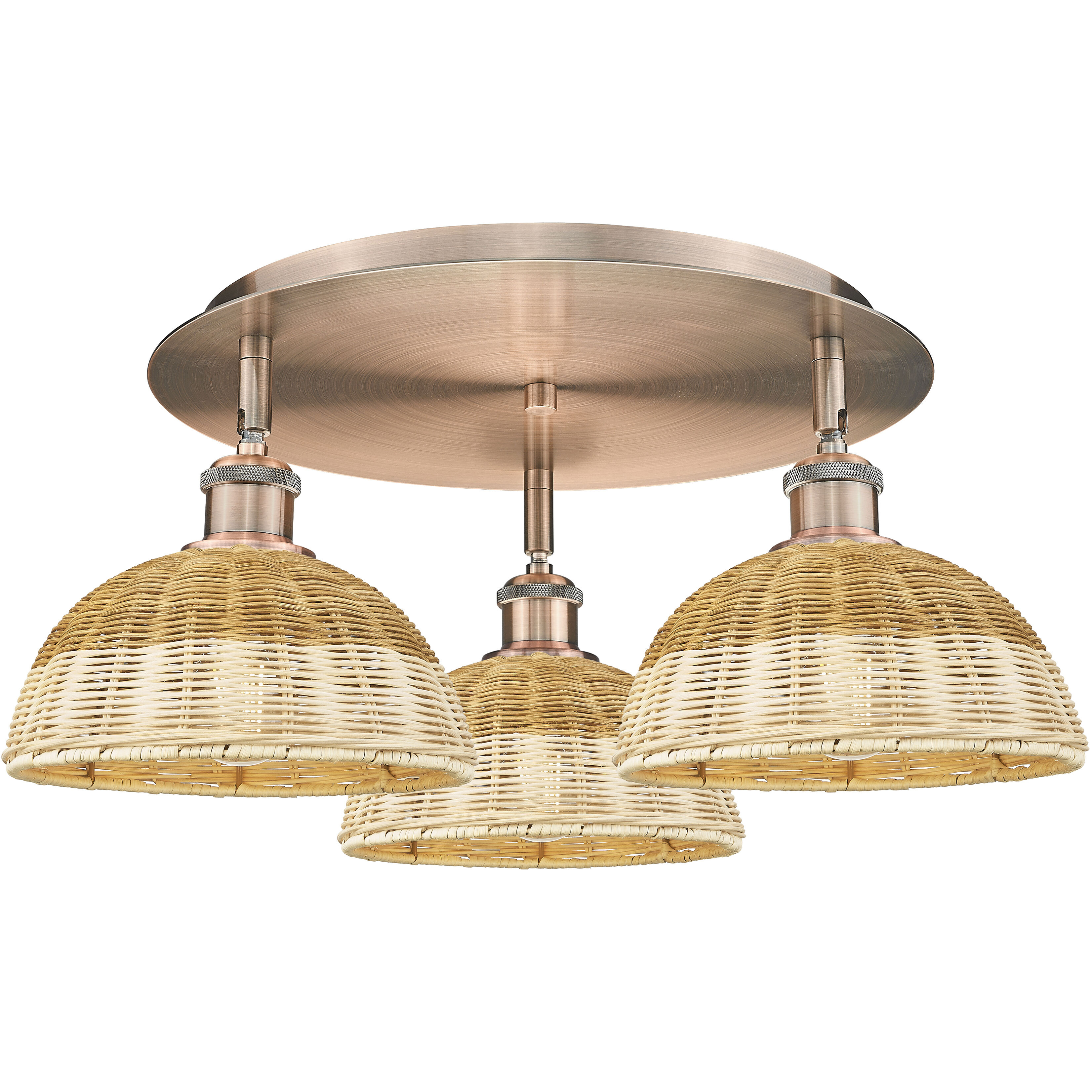 Ballston Bristol Natural II 3 Light 20.75 inch Antique Copper Flush Mount Ceiling Light