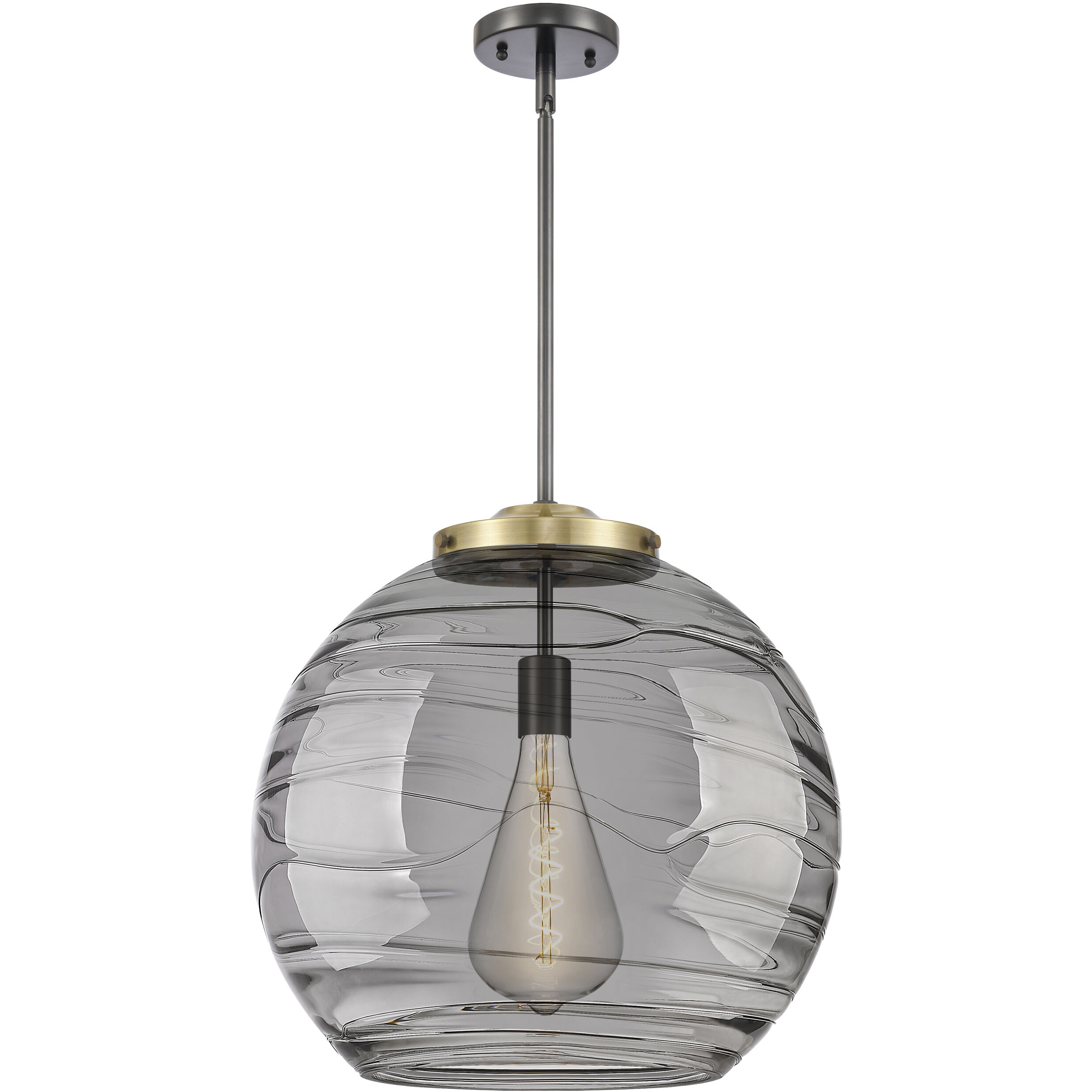 Franklin Restoration Athens Deco Swirl 1 Light 17.88 inch Black Antique Brass Stem Hung Pendant Ceiling Light