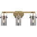 Pilaster II Cylinder 3 Light 24.88 inch Brushed Brass Bath Vanity Light Wall Light in Plated Smoke Glass