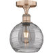 Edison Athens Deco Swirl 1 Light 8 inch Antique Copper Semi-Flush Mount Ceiling Light