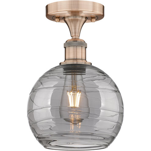 Edison Athens Deco Swirl 1 Light 8 inch Antique Copper Semi-Flush Mount Ceiling Light
