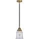Nouveau 2 Canton 1 Light 6 inch Black Antique Brass Mini Pendant Ceiling Light in Incandescent, Clear