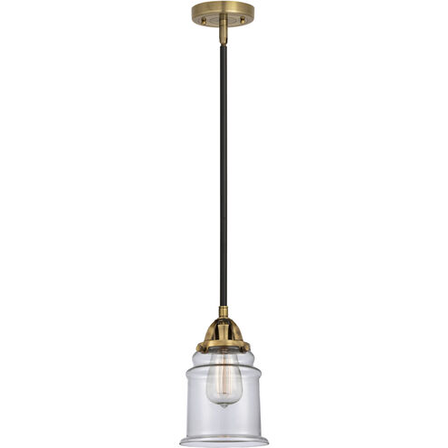 Nouveau 2 Canton 1 Light 6 inch Black Antique Brass Mini Pendant Ceiling Light in Incandescent, Clear
